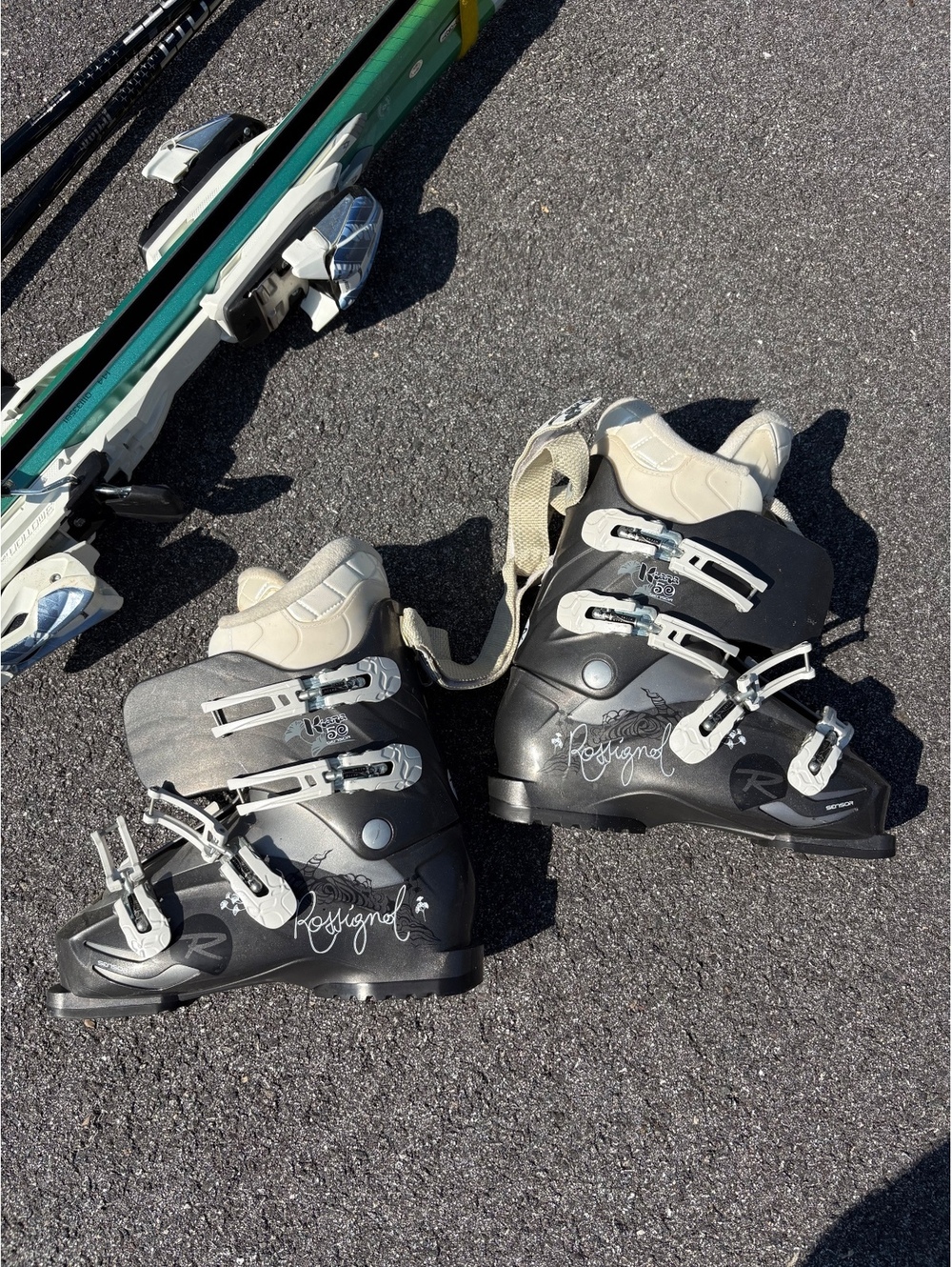 Rossignol Alpine Ski Boots Black Silver Size 26.5 Mondo BSL 308mm